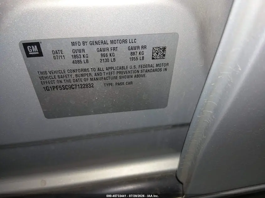 2012 CHEVROLET CRUZE 1LT