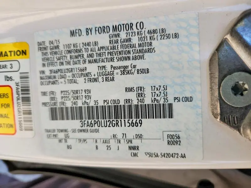 2016 FORD FUSION SE HYBRID  
