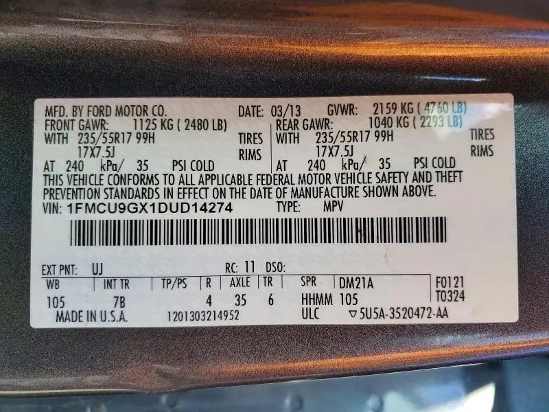 2013 FORD ESCAPE SE  