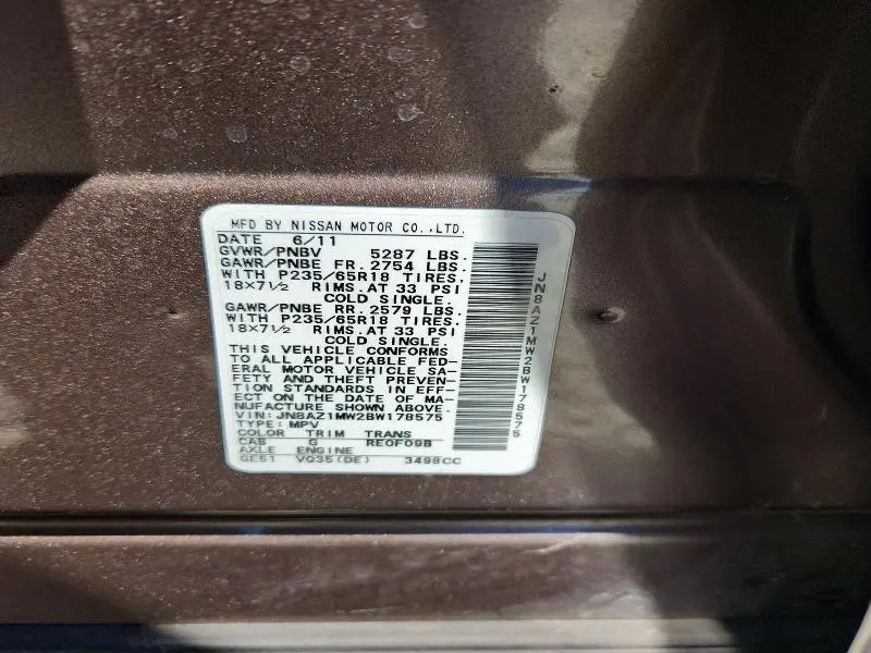 2011 NISSAN MURANO S  