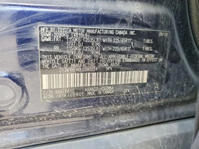 2020 TOYOTA RAV4 XLE  