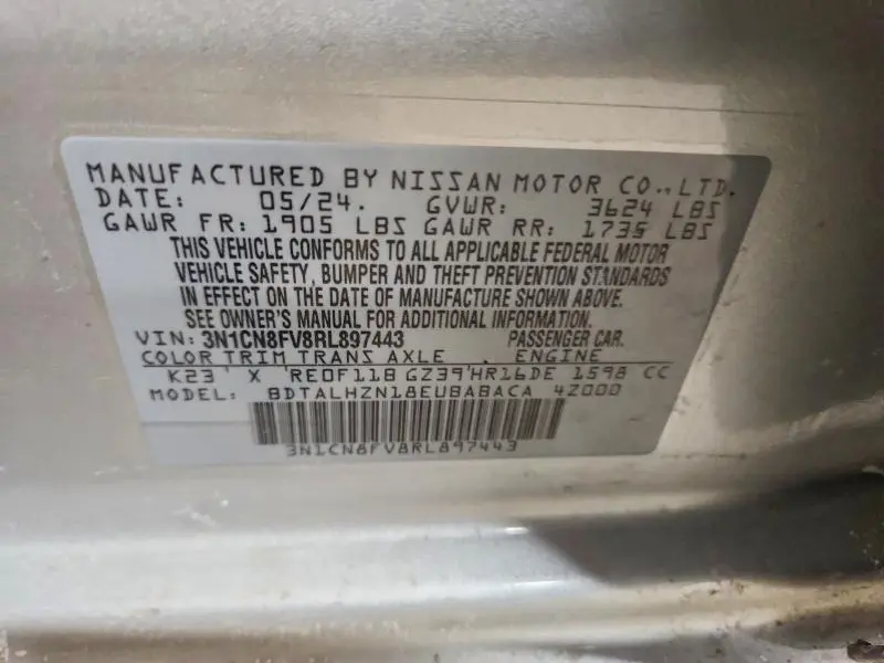 2024 NISSAN VERSA SR  