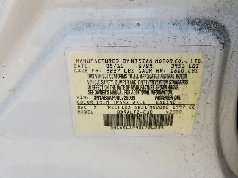 2011 NISSAN SENTRA 2.0  