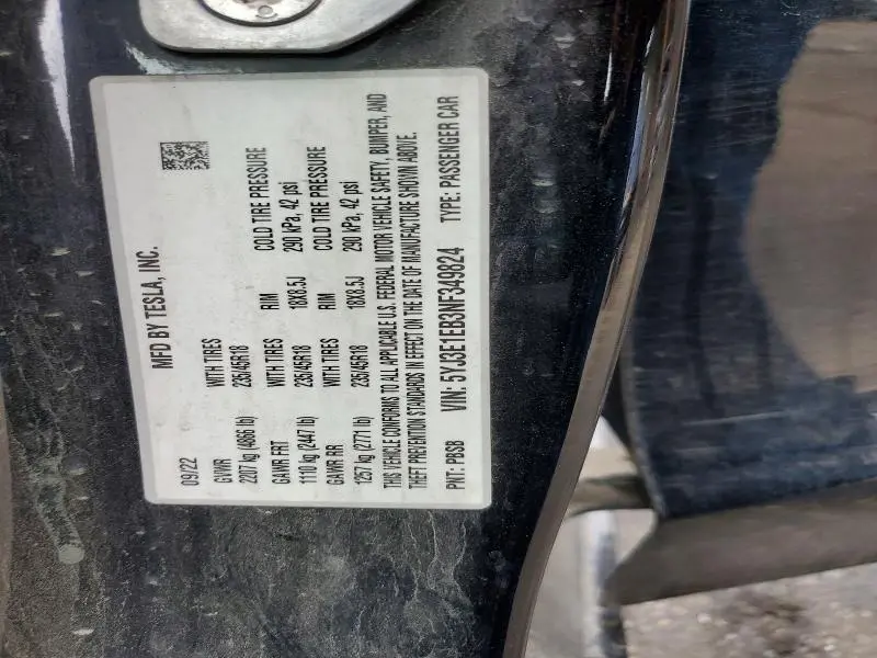 2022 TESLA MODEL 3   