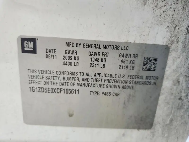 2012 CHEVROLET MALIBU 2LT  