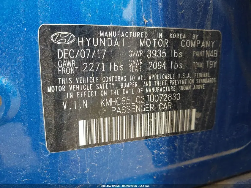 2018 HYUNDAI IONIQ HYBRID BLUE