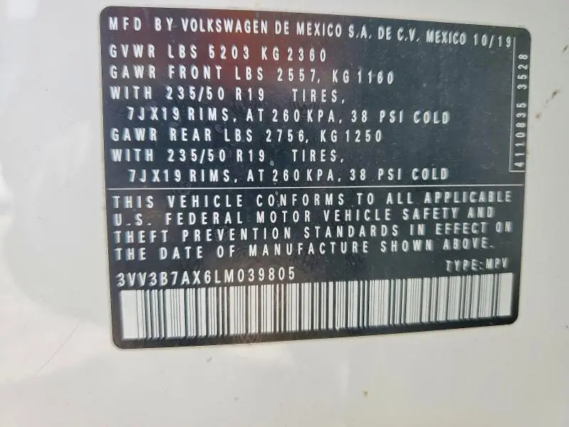 2020 VOLKSWAGEN TIGUAN SE  