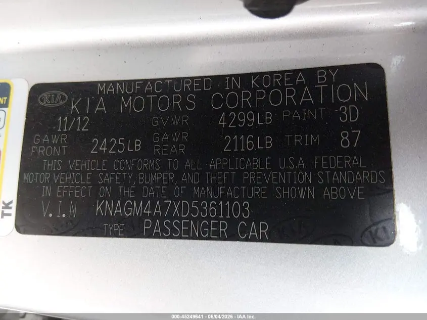 2013 KIA OPTIMA LX