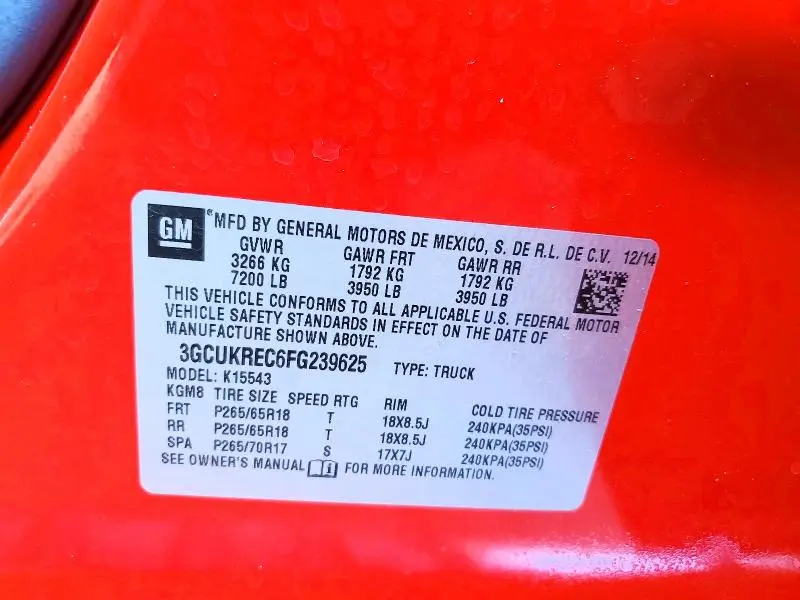 2015 CHEVROLET SILVERADO K1500 LT  