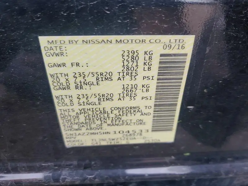 2017 NISSAN MURANO PLATINUM  