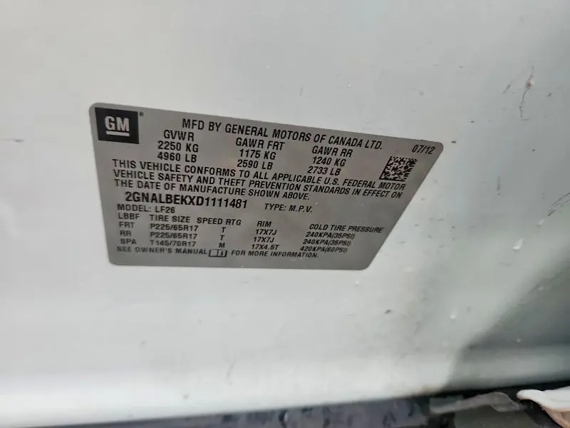 2013 CHEVROLET EQUINOX LS  