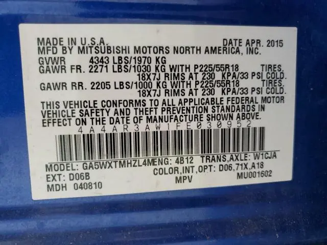 2015 MITSUBISHI OUTLANDER SPORT ES