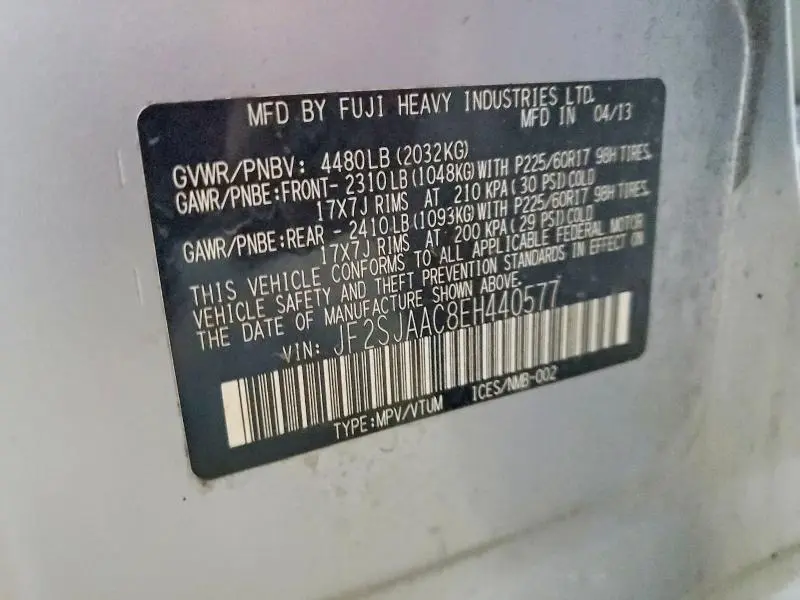2014 SUBARU FORESTER 2.5I  