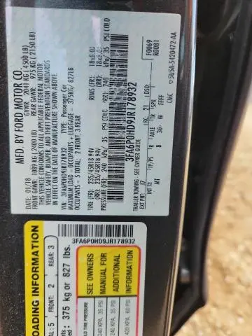 2018 FORD FUSION SE  