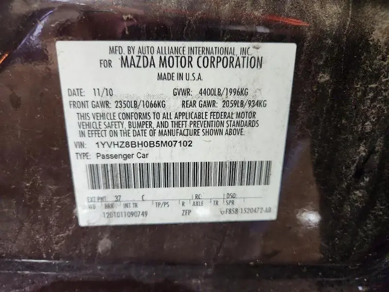 2011 MAZDA 6 I  