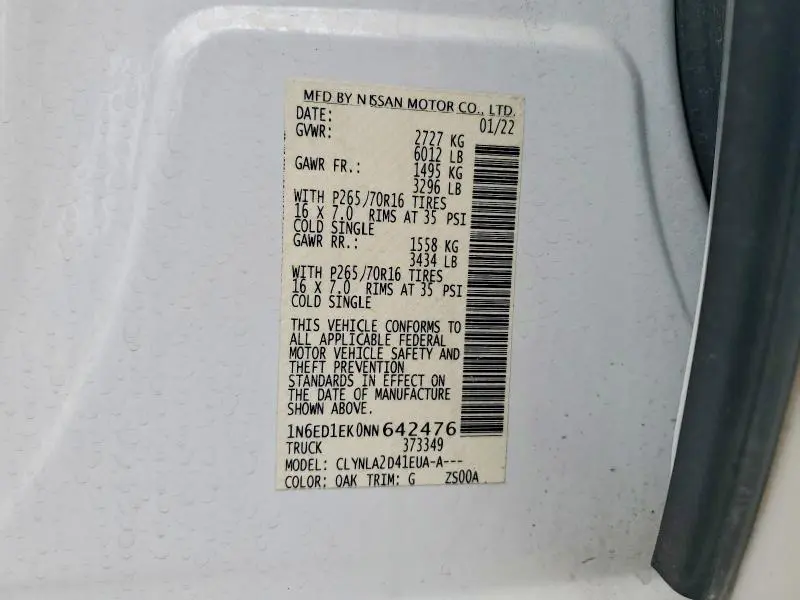 2022 NISSAN FRONTIER S  