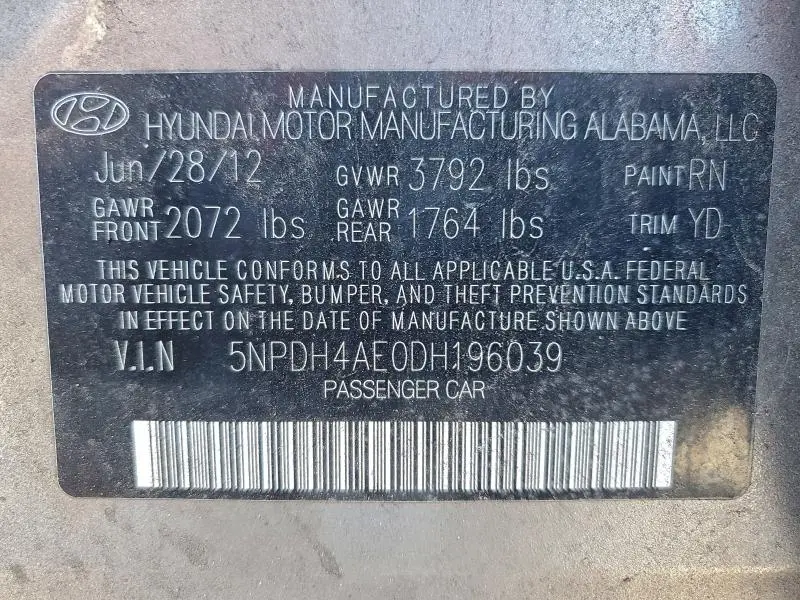 2013 HYUNDAI ELANTRA GLS  