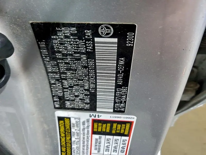 2011 TOYOTA CAMRY BASE  