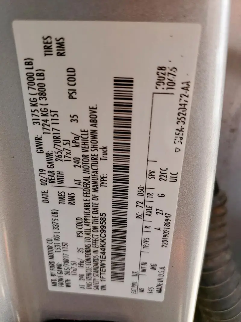 2019 FORD F150 SUPERCREW  