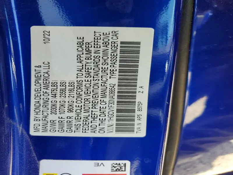 2022 HONDA ACCORD SPORT  