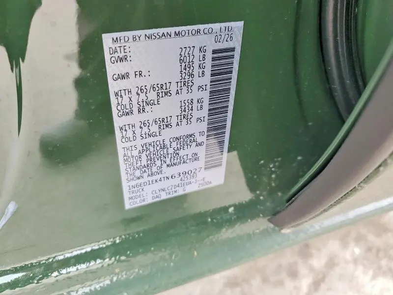 2026 NISSAN FRONTIER SV  