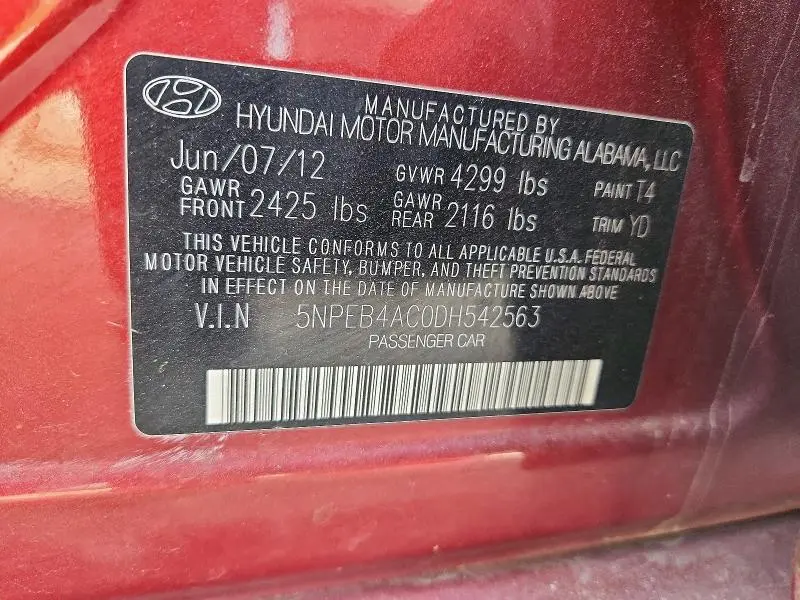 2013 HYUNDAI SONATA GLS  
