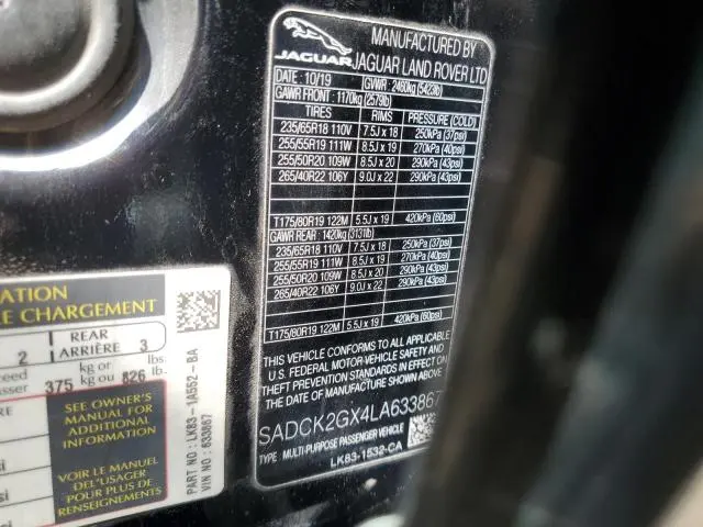 2020 JAGUAR F-PACE PRESTIGE  