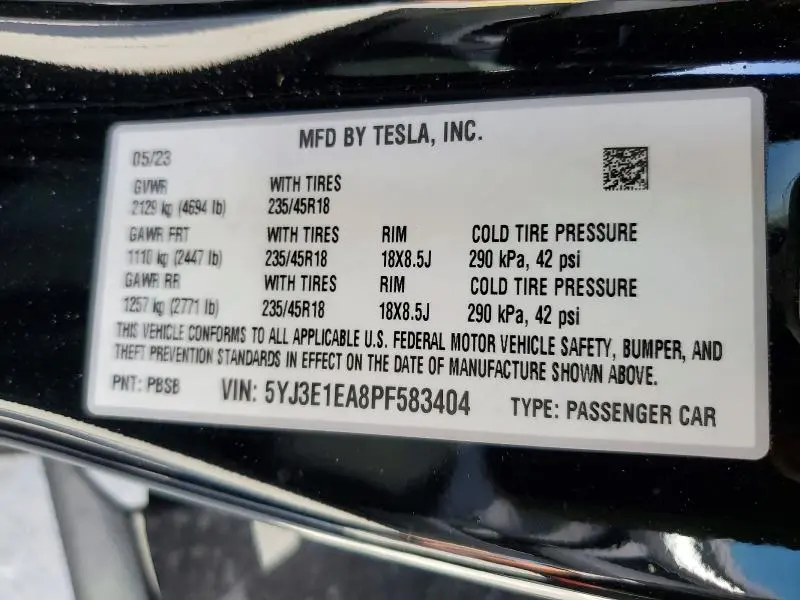2023 TESLA MODEL 3   