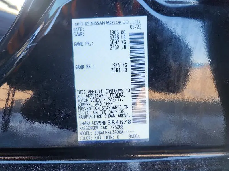 2022 NISSAN ALTIMA SV  