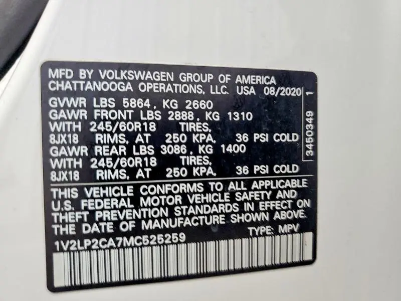 2021 VOLKSWAGEN ATLAS SE  
