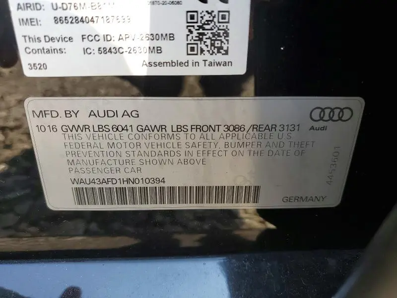 2017 AUDI A8 L QUATTRO  