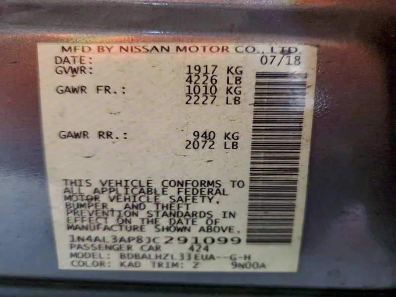 2018 NISSAN ALTIMA 2.5  