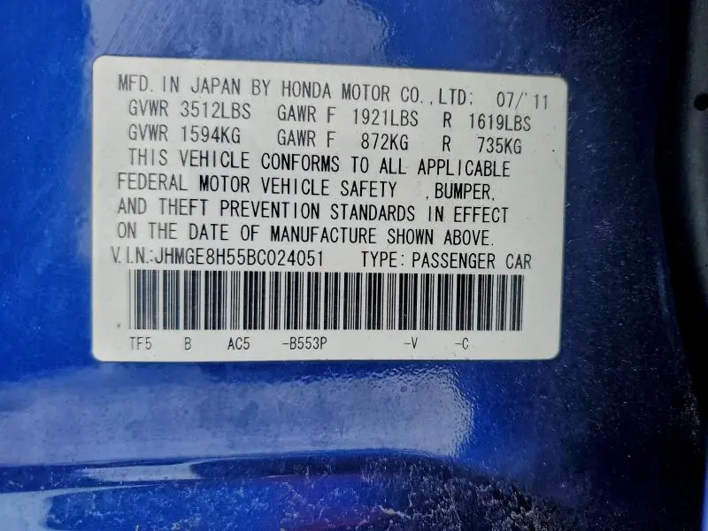 2011 HONDA FIT SPORT  