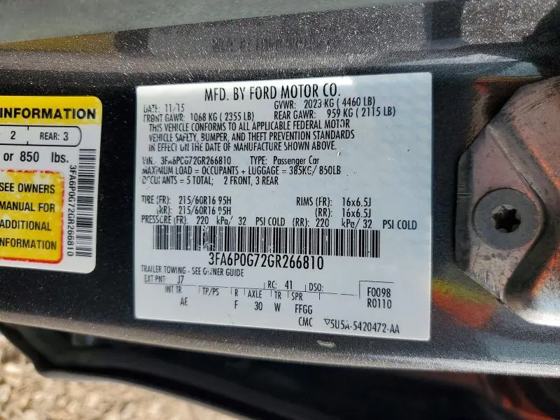 2016 FORD FUSION S  