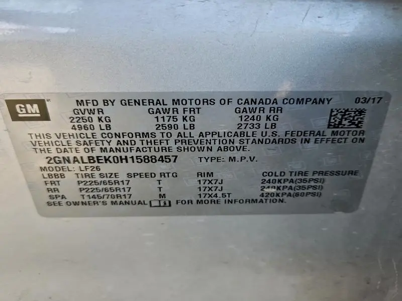 2017 CHEVROLET EQUINOX LS  