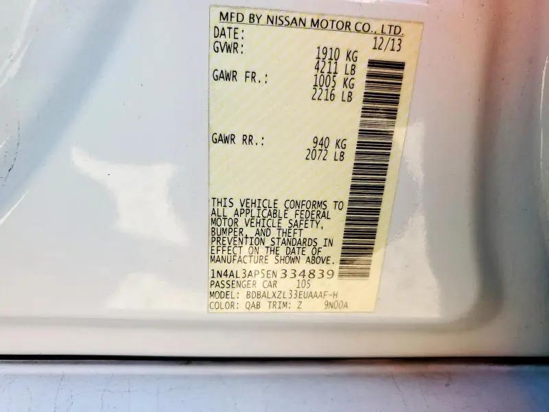 2014 NISSAN ALTIMA 2.5  