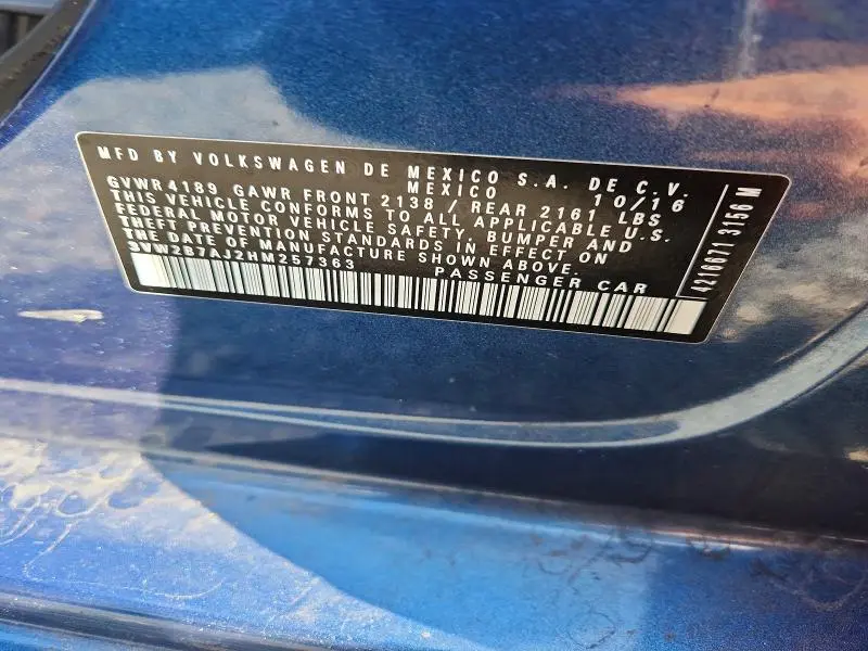 2017 VOLKSWAGEN JETTA S  