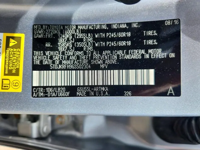 2016 TOYOTA HIGHLANDER XLE  