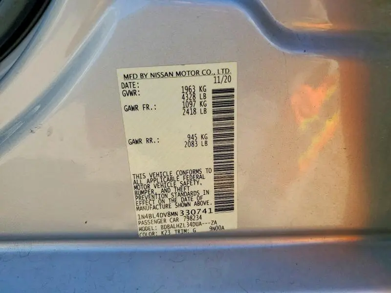 2021 NISSAN ALTIMA SV  