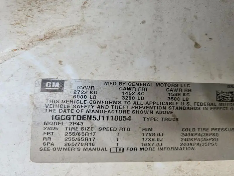 2018 CHEVROLET COLORADO Z71  