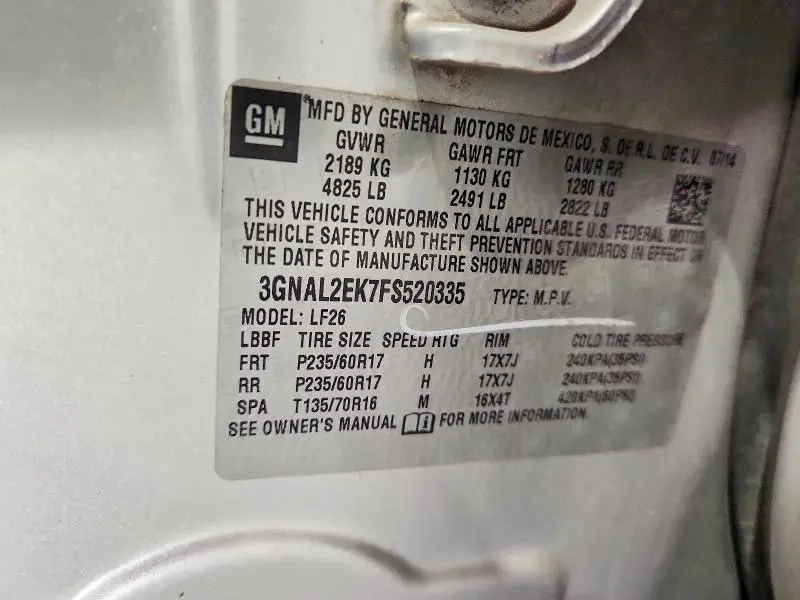 2015 CHEVROLET CAPTIVA LS  