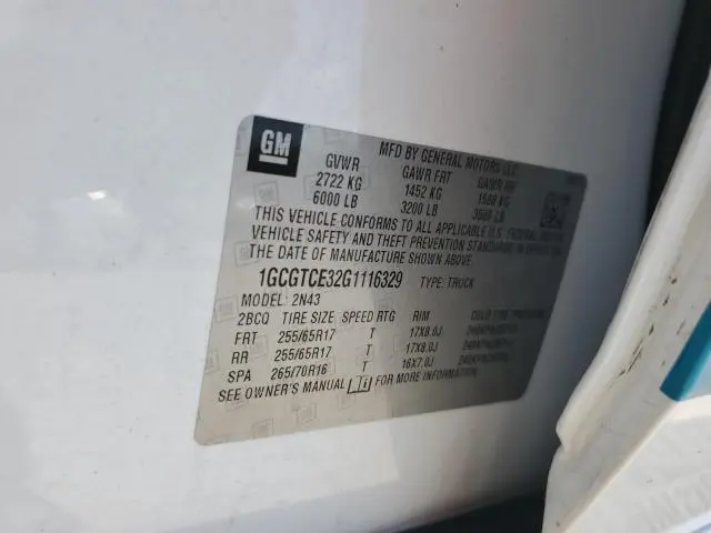 2016 CHEVROLET COLORADO LT  