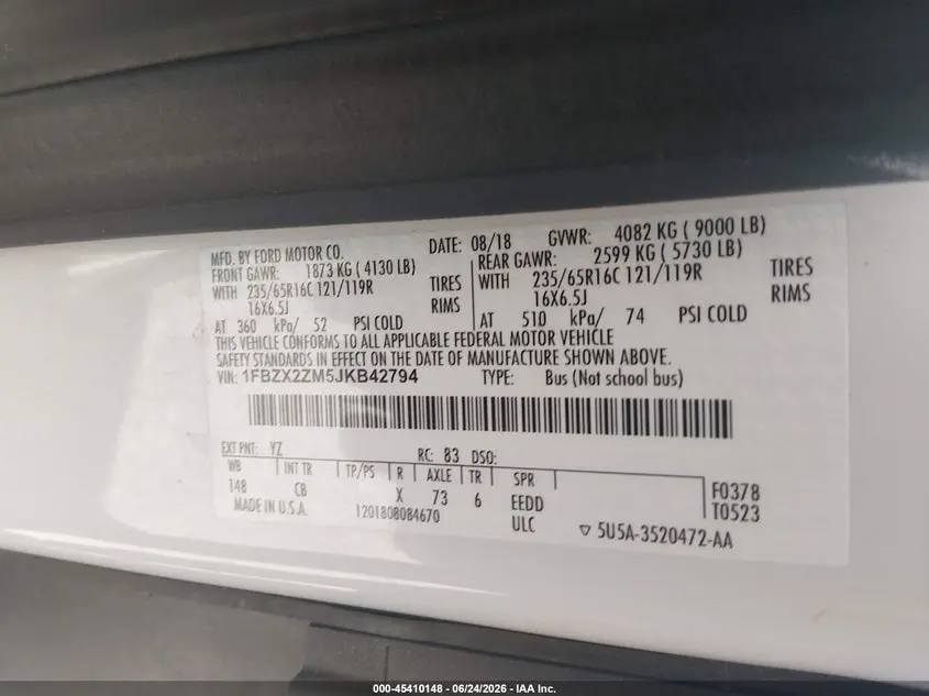 2018 FORD TRANSIT-350 XL/XLT