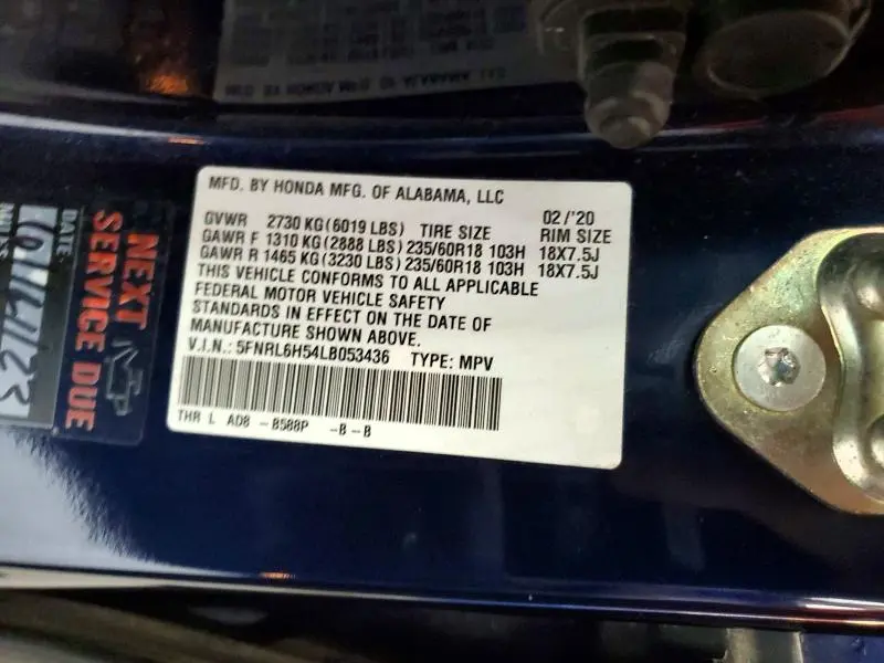 2020 HONDA ODYSSEY EX  