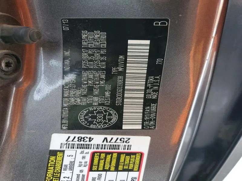 2013 TOYOTA SIENNA CE  