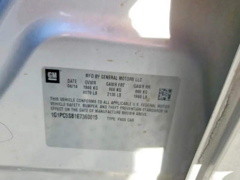 2014 CHEVROLET CRUZE LT  