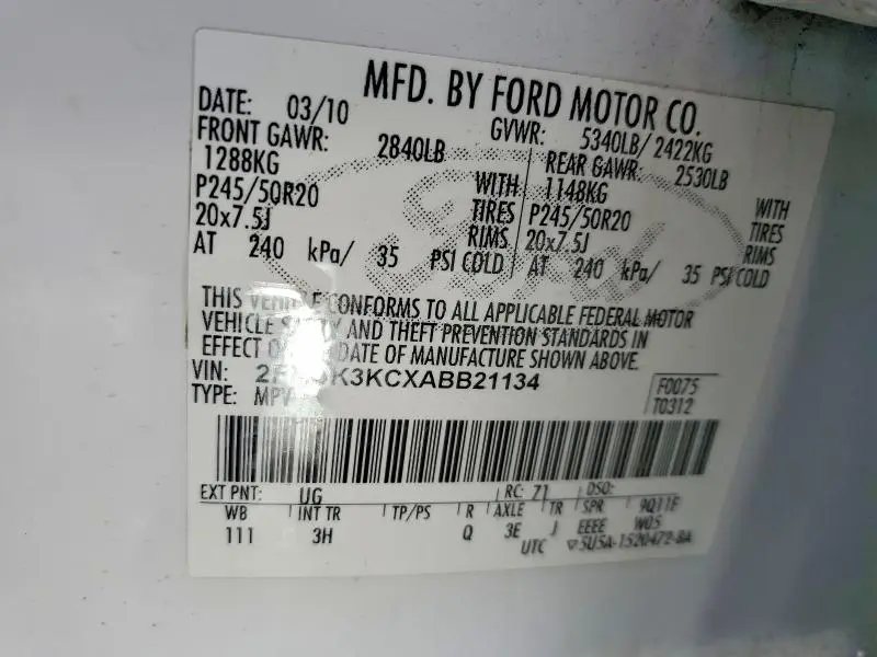 2010 FORD EDGE LIMITED  