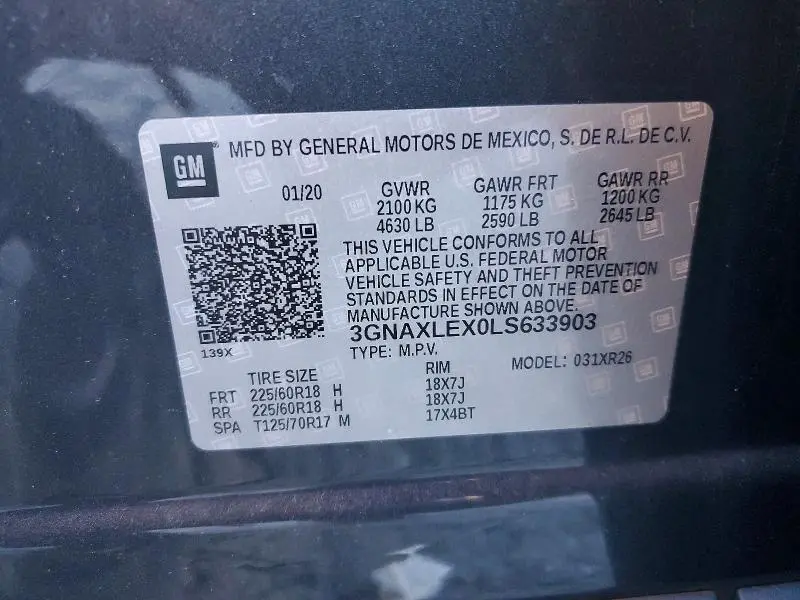 2020 CHEVROLET EQUINOX LT  