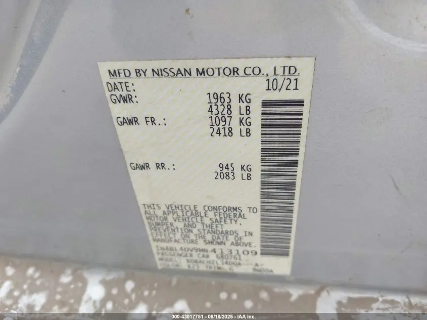 2021 NISSAN ALTIMA SV FWD