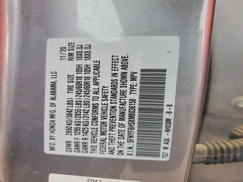 2021 HONDA PILOT EXL  